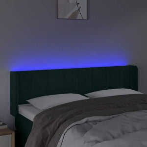 Κεφαλάρι Κρεβατιού LED Σκούρο Πράσινο 147x16x78/88εκ. Βελούδινο