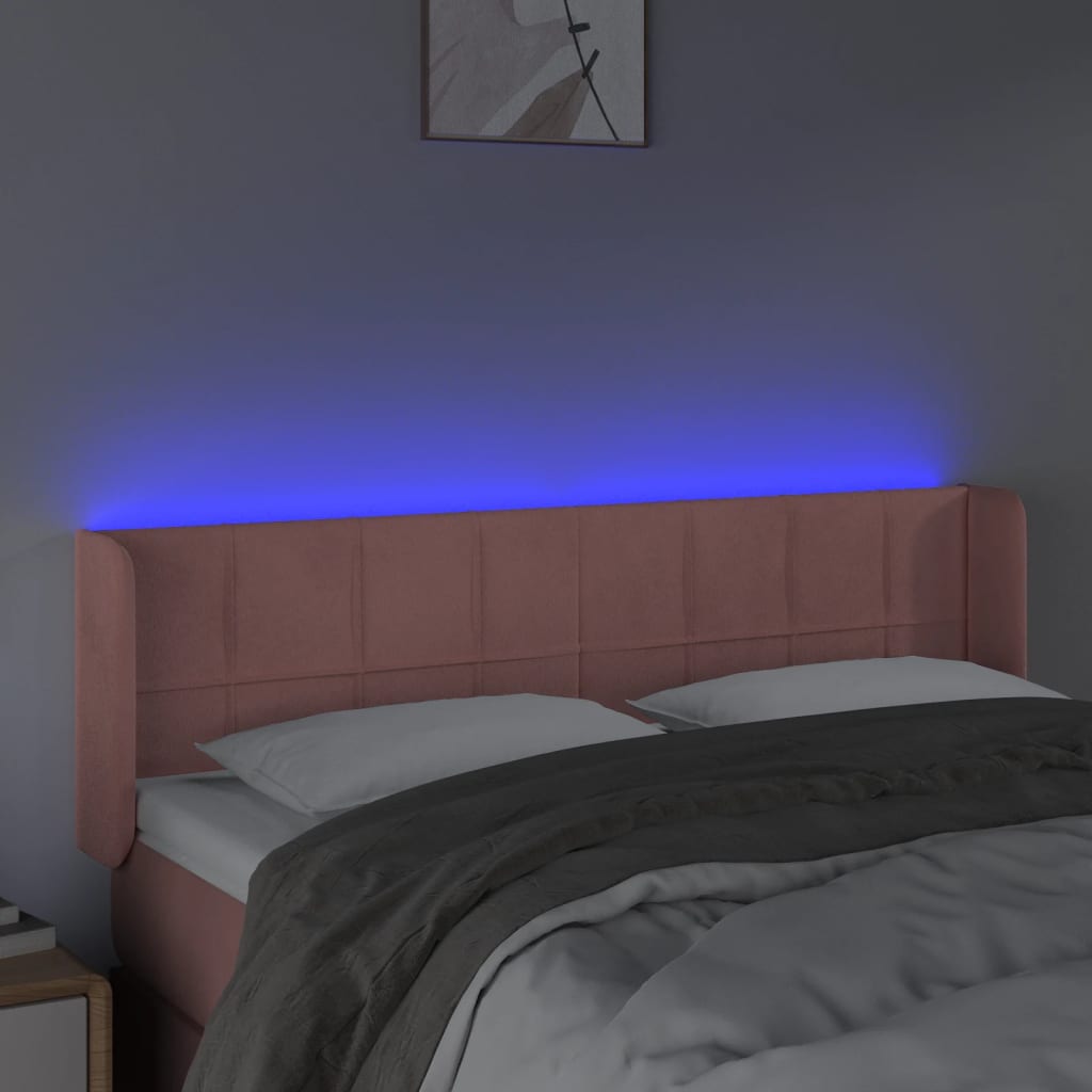 Κεφαλάρι Κρεβατιού LED Ροζ 147x16x78/88 εκ. Βελούδινο