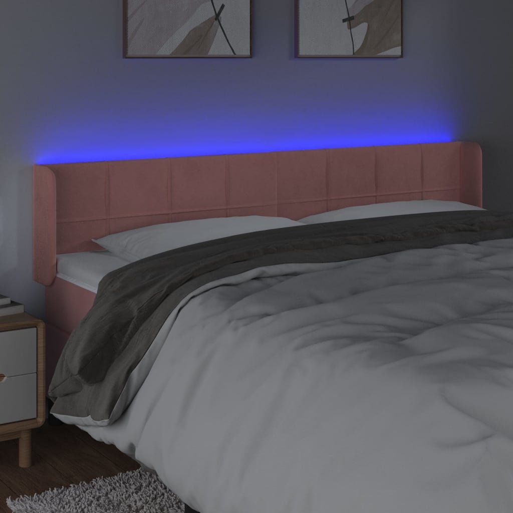 Κεφαλάρι Κρεβατιού LED Ροζ 163x16x78/88 εκ. Βελούδινο