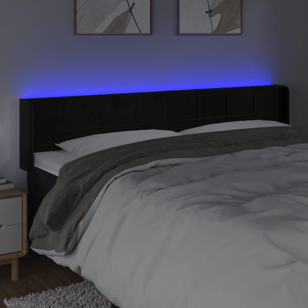 Κεφαλάρι Κρεβατιού LED Μαύρο 183x16x78/88 εκ. Βελούδινο