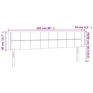 Κεφαλάρι Κρεβατιού LED Ανοιχτό Γκρι 203x16x78/88 εκ. Βελούδινο - Pakobazaar