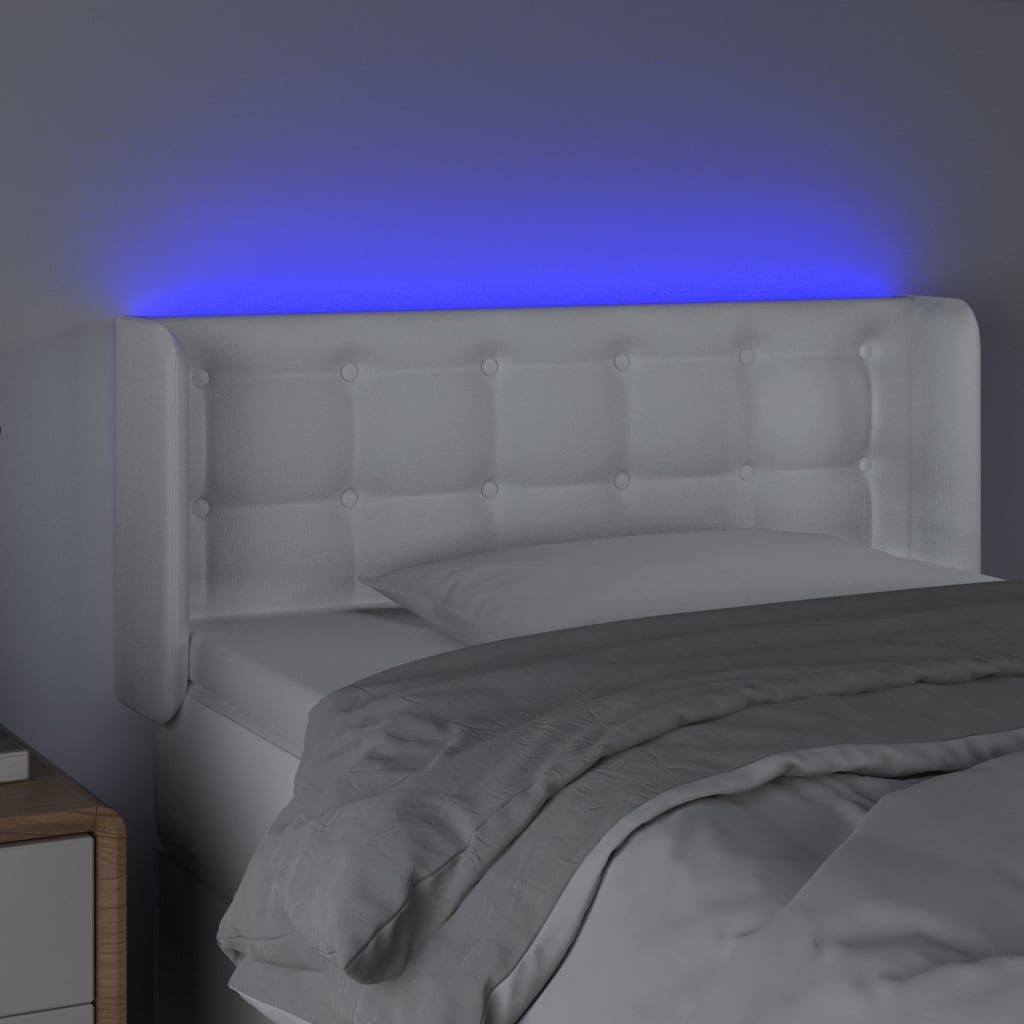 Κεφαλάρι Κρεβατιού LED Λευκό 83x16x78/88εκ. από Συνθετικό Δέρμα