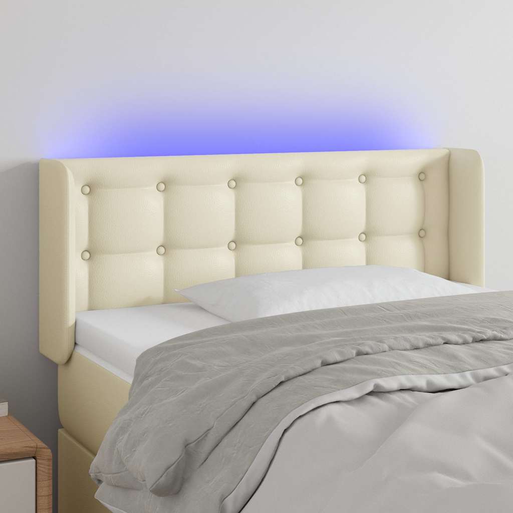 Κεφαλάρι Κρεβατιού LED Κρεμ 83x16x78/88 εκ. Συνθετ. Δέρμα