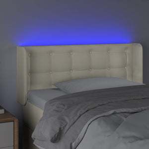 Κεφαλάρι Κρεβατιού LED Κρεμ 93x16x78/88 εκ. από Συνθετικό Δέρμα