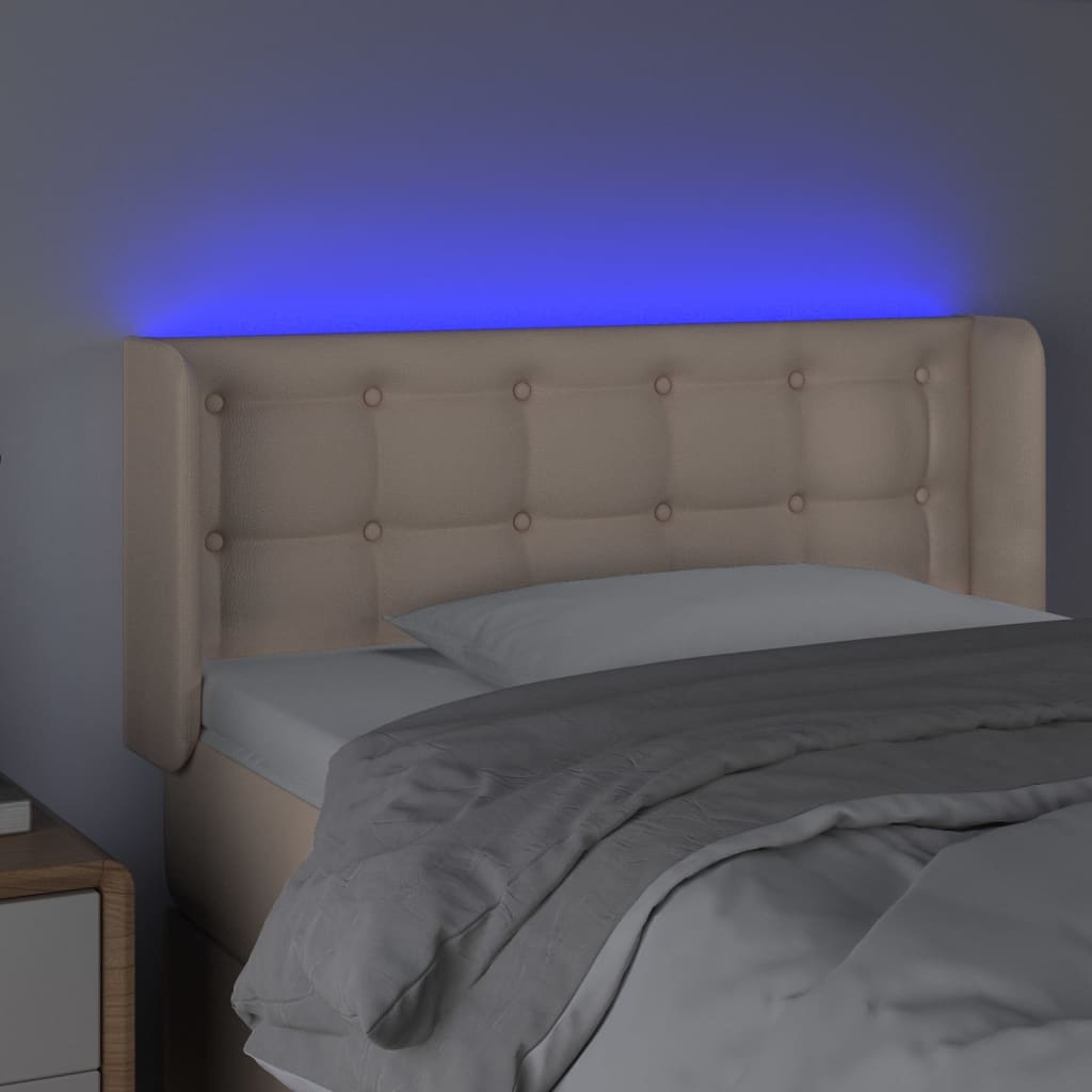Κεφαλάρι Κρεβατιού LED Καπουτσίνο 93x16x78/88 εκ. Συνθετ. Δέρμα