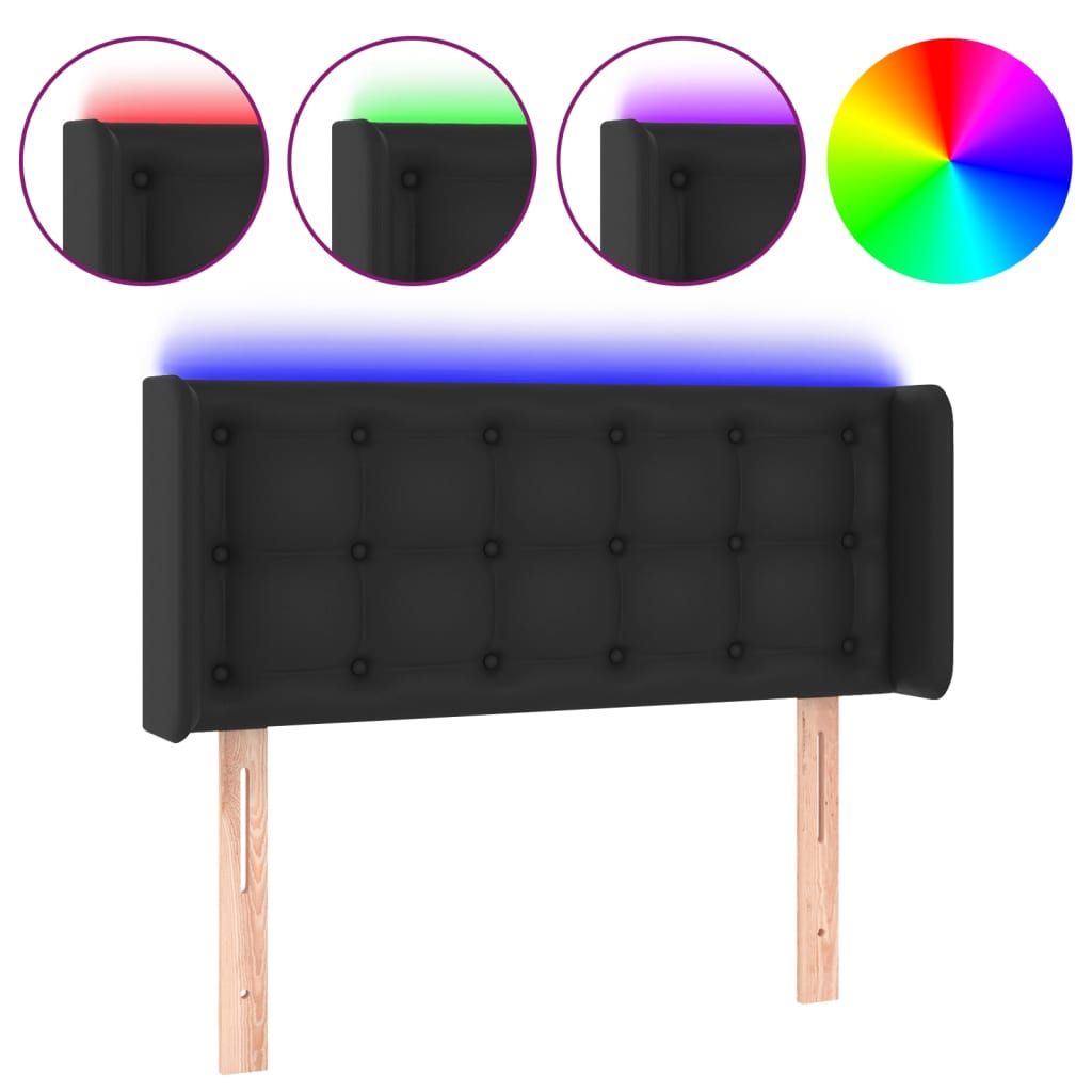 Κεφαλάρι Κρεβατιού LED Μαύρο 103x16x78/88 εκ. Συνθετ. Δέρμα