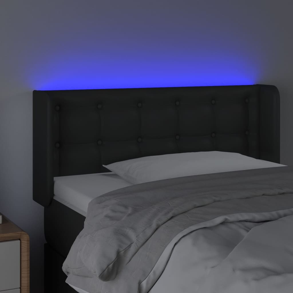 Κεφαλάρι Κρεβατιού LED Μαύρο 103x16x78/88 εκ. Συνθετ. Δέρμα