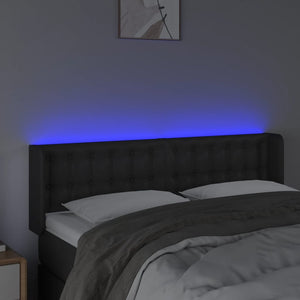 Κεφαλάρι Κρεβατιού LED Μαύρο 147x16x78/88 εκ. Συνθετ. Δέρμα - Pakobazaar
