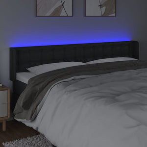 Κεφαλάρι Κρεβατιού LED Μαύρο 163x16x78/88 εκ. Συνθετ. Δέρμα