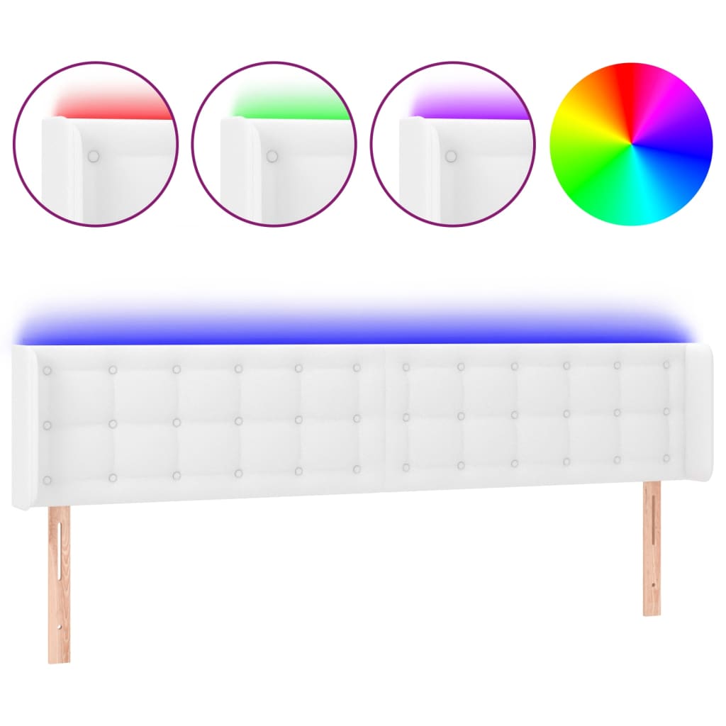 Κεφαλάρι Κρεβατιού LED Λευκό 163x16x78/88 εκ. Συνθετ. Δέρμα