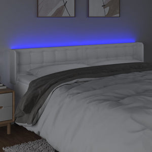 Κεφαλάρι Κρεβατιού LED Λευκό 163x16x78/88 εκ. Συνθετ. Δέρμα