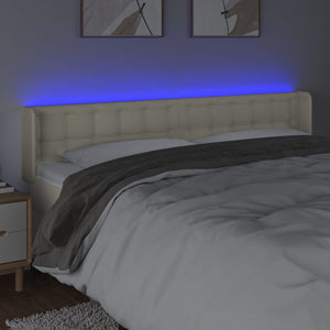 Κεφαλάρι Κρεβατιού LED Κρεμ 163x16x78/88εκ. από Συνθετικό Δέρμα