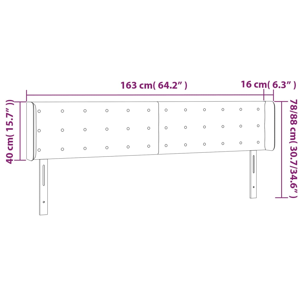 Κεφαλάρι Κρεβατιού LED Κρεμ 163x16x78/88εκ. από Συνθετικό Δέρμα