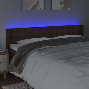 Κεφαλάρι Κρεβατιού LED Καφέ 163x16x78/88εκ. από Συνθετικό Δέρμα