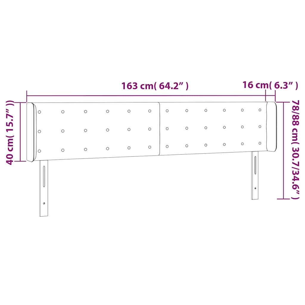 Κεφαλάρι Κρεβατιού LED Καφέ 163x16x78/88εκ. από Συνθετικό Δέρμα