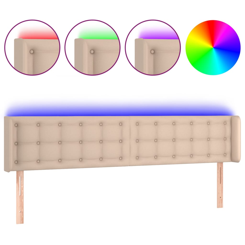 Κεφαλάρι Κρεβατιού LED Καπουτσίνο 163x16x78/88εκ. Συνθετ. Δέρμα - Pakobazaar
