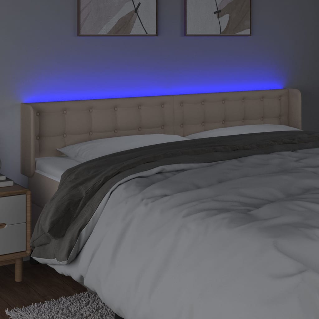 Κεφαλάρι Κρεβατιού LED Καπουτσίνο 163x16x78/88εκ. Συνθετ. Δέρμα - Pakobazaar