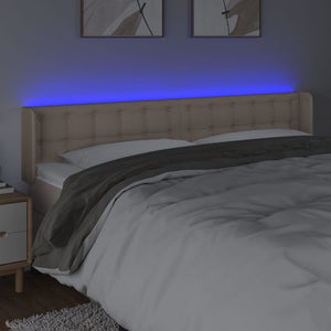 Κεφαλάρι Κρεβατιού LED Καπουτσίνο 163x16x78/88εκ. Συνθετ. Δέρμα - Pakobazaar