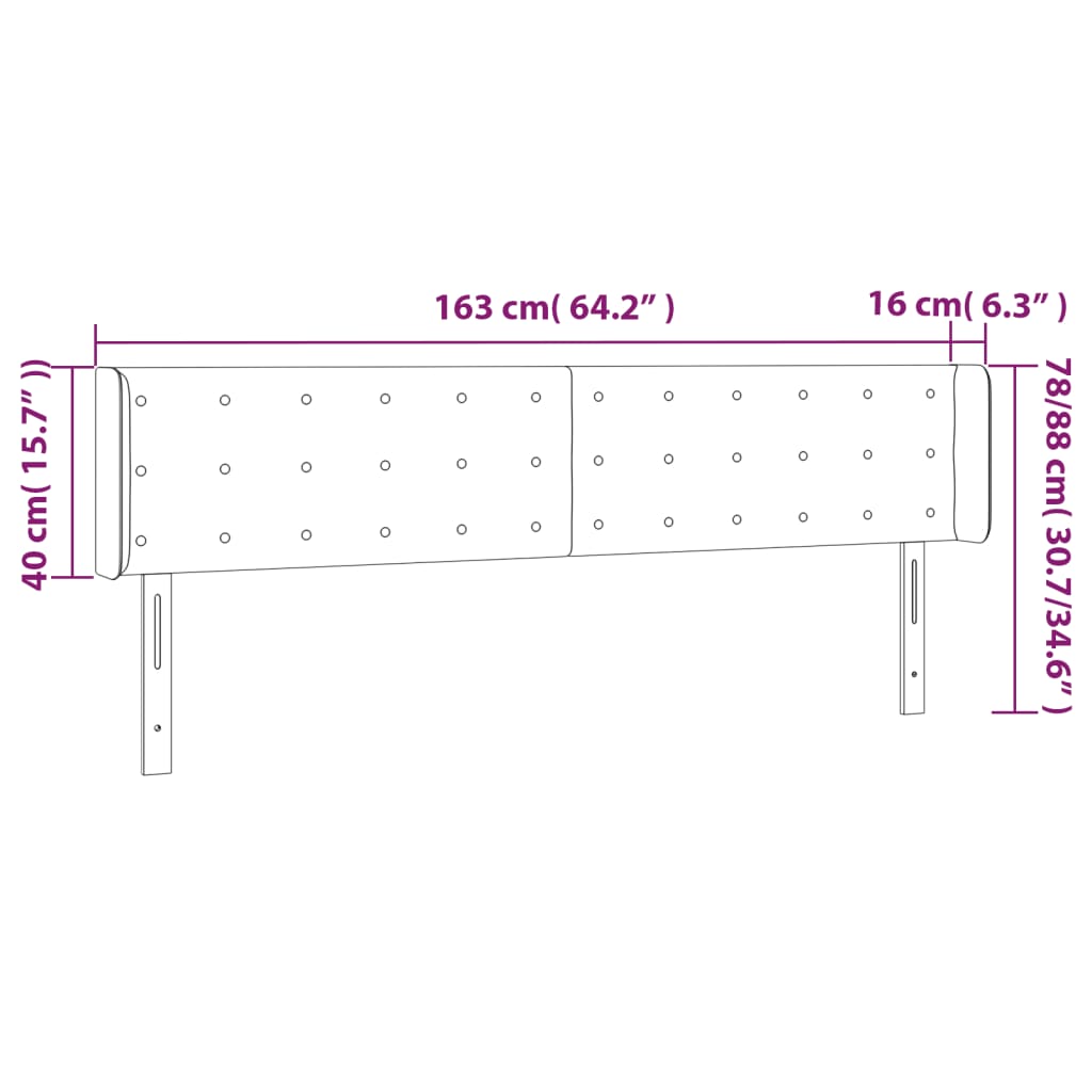 Κεφαλάρι Κρεβατιού LED Καπουτσίνο 163x16x78/88εκ. Συνθετ. Δέρμα - Pakobazaar