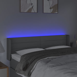 Κεφαλάρι Κρεβατιού LED Ανοιχτό Γκρι 147x16x78/88 εκ. Υφασμάτινο