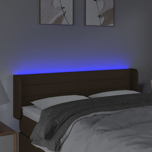 Κεφαλάρι Κρεβατιού LED Σκούρο Καφέ 147x16x78/88 εκ. Υφασμάτινο