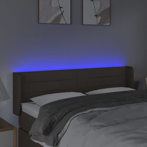 Κεφαλάρι Κρεβατιού LED Taupe 147x16x78/88 εκ. Υφασμάτινο
