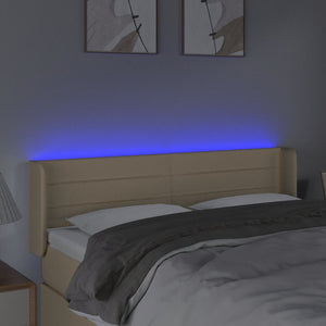 Κεφαλάρι Κρεβατιού LED Κρεμ 147x16x78/88 εκ. Υφασμάτινο