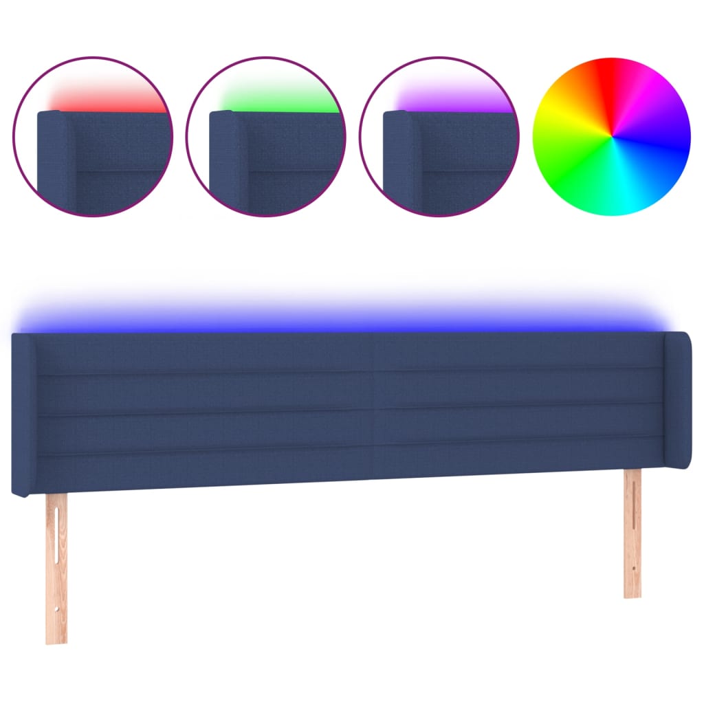 Κεφαλάρι Κρεβατιού LED Μπλε 163x16x78/88 εκ. Υφασμάτινο - Pakobazaar