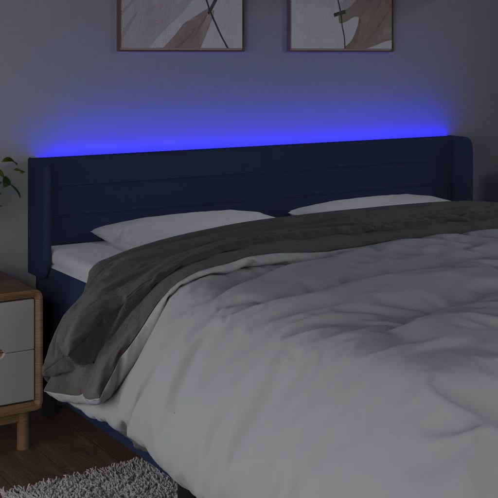 Κεφαλάρι Κρεβατιού LED Μπλε 163x16x78/88 εκ. Υφασμάτινο - Pakobazaar