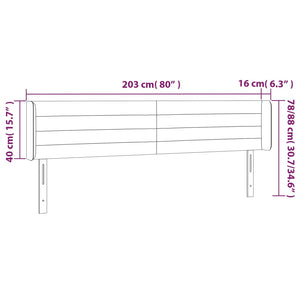 Κεφαλάρι Κρεβατιού LED Σκούρο Καφέ 203x16x78/88 εκ. Υφασμάτινο