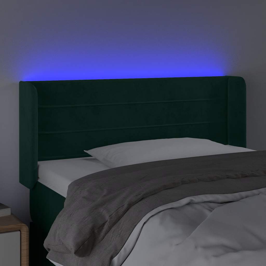 Κεφαλάρι Κρεβατιού LED Σκούρο Πράσινο 83x16x78/88 εκ. Βελούδινο
