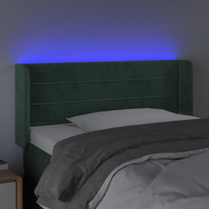 Κεφαλάρι Κρεβατιού LED Σκούρο Πράσινο 93x16x78/88 εκ. Βελούδινο