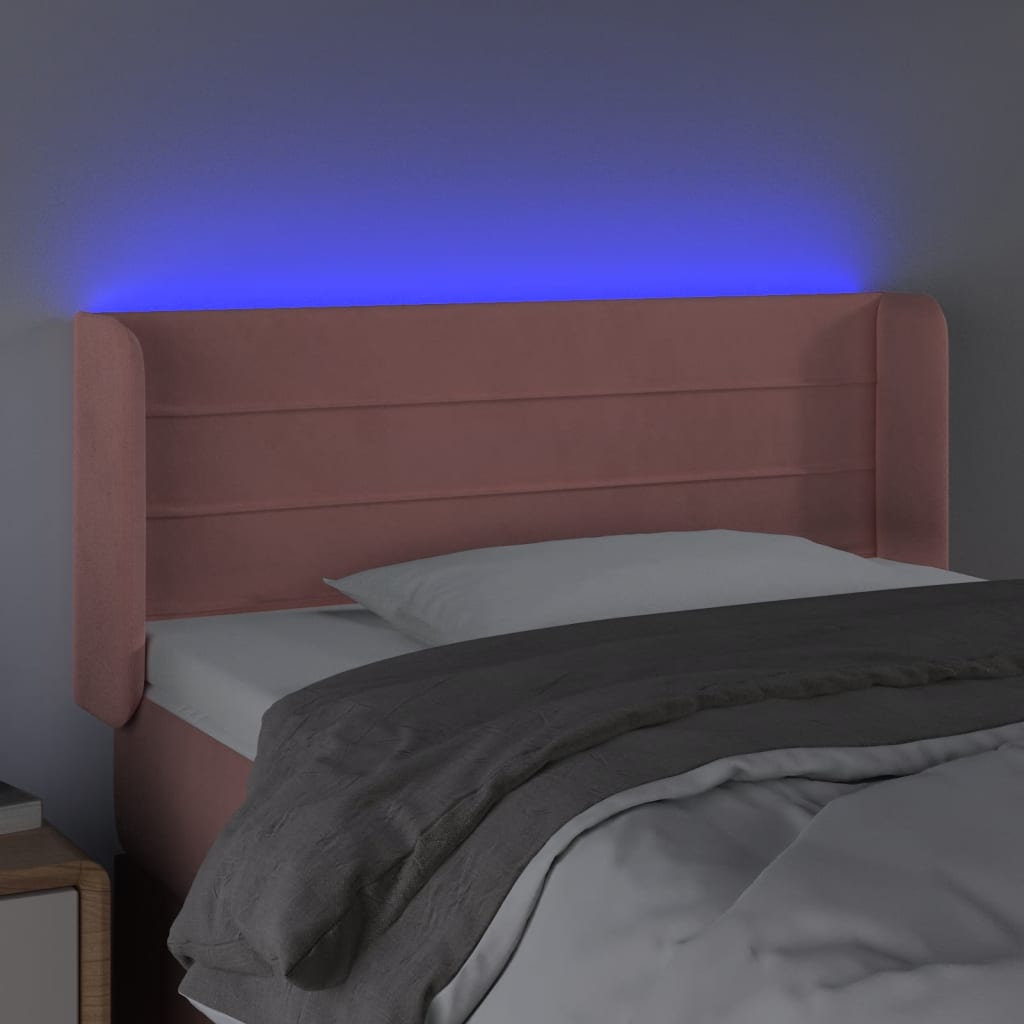 Κεφαλάρι Κρεβατιού LED Ροζ 93x16x78/88 εκ. Βελούδινο