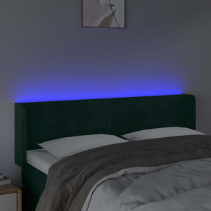 Κεφαλάρι Κρεβατιού LED Σκούρο Πράσινο 147x16x78/88εκ. Βελούδινο