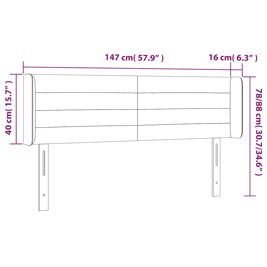 Κεφαλάρι Κρεβατιού LED Σκούρο Πράσινο 147x16x78/88εκ. Βελούδινο