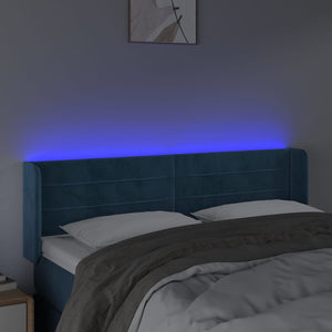 Κεφαλάρι Κρεβατιού LED Σκούρο Μπλε 147x16x78/88 εκ. Βελούδινο