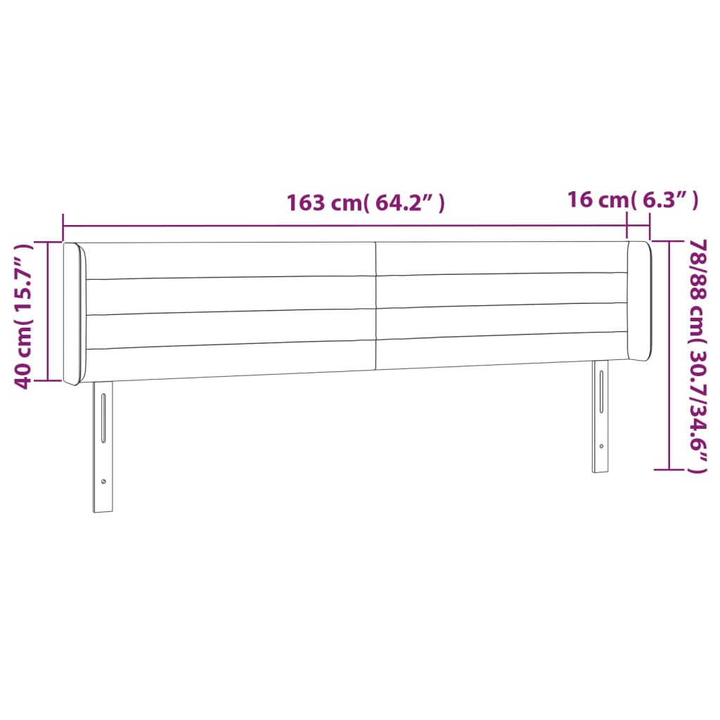 Κεφαλάρι Κρεβατιού LED Σκούρο Γκρι 163x16x78/88 εκ. Βελούδινο - Pakobazaar