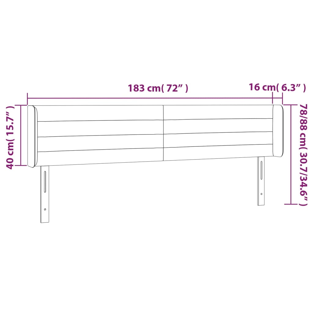 Κεφαλάρι Κρεβατιού LED Ανοιχτό Γκρι 183x16x78/88 εκ. Βελούδινο