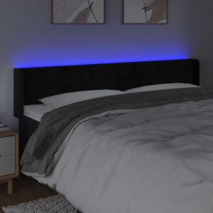 Κεφαλάρι Κρεβατιού LED Μαύρο 183x16x78/88 εκ. Βελούδινο