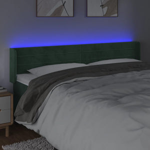 Κεφαλάρι Κρεβατιού LED Σκούρο Πράσινο 183x16x78/88εκ. Βελούδινο