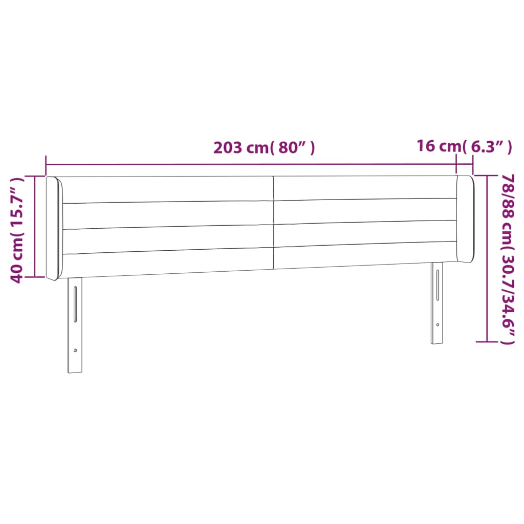 Κεφαλάρι Κρεβατιού LED Ανοιχτό Γκρι 203x16x78/88 εκ. Βελούδινο