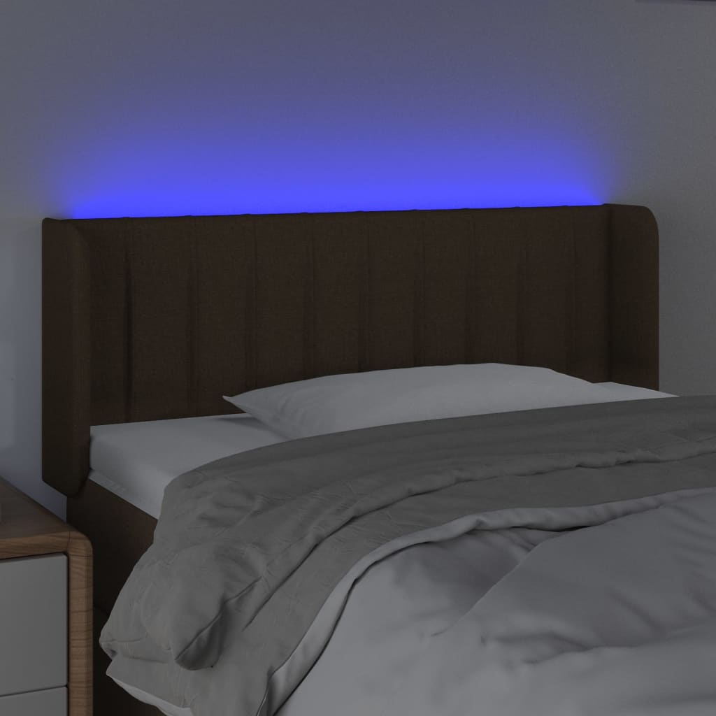 Κεφαλάρι Κρεβατιού LED Σκούρο Καφέ 83x16x78/88 εκ. Υφασμάτινο
