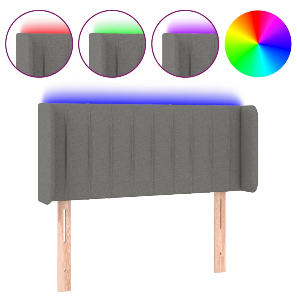 Κεφαλάρι Κρεβατιού LED Σκούρο Γκρι 93x16x78/88 εκ. Υφασμάτινο