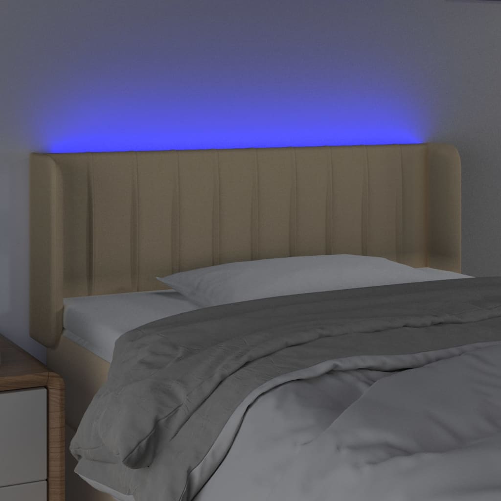 Κεφαλάρι Κρεβατιού LED Κρεμ 93x16x78/88 εκ. Υφασμάτινο - Pakobazaar