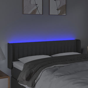Κεφαλάρι Κρεβατιού LED Σκούρο Γκρι 147x16x78/88 εκ. Υφασμάτινο - Pakobazaar