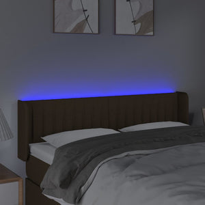 Κεφαλάρι Κρεβατιού LED Σκούρο Καφέ 147x16x78/88 εκ. Υφασμάτινο