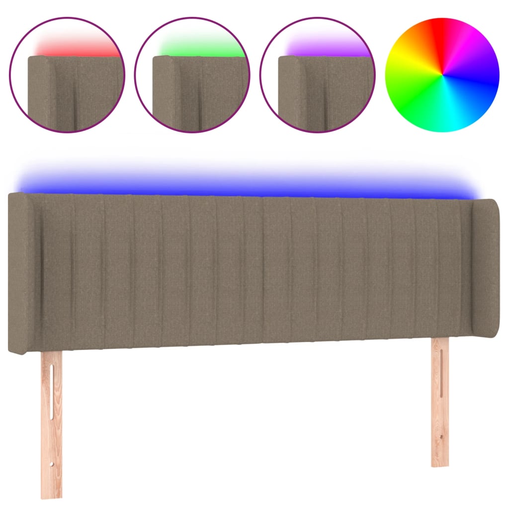 Κεφαλάρι Κρεβατιού LED Taupe 147x16x78/88 εκ. Υφασμάτινο