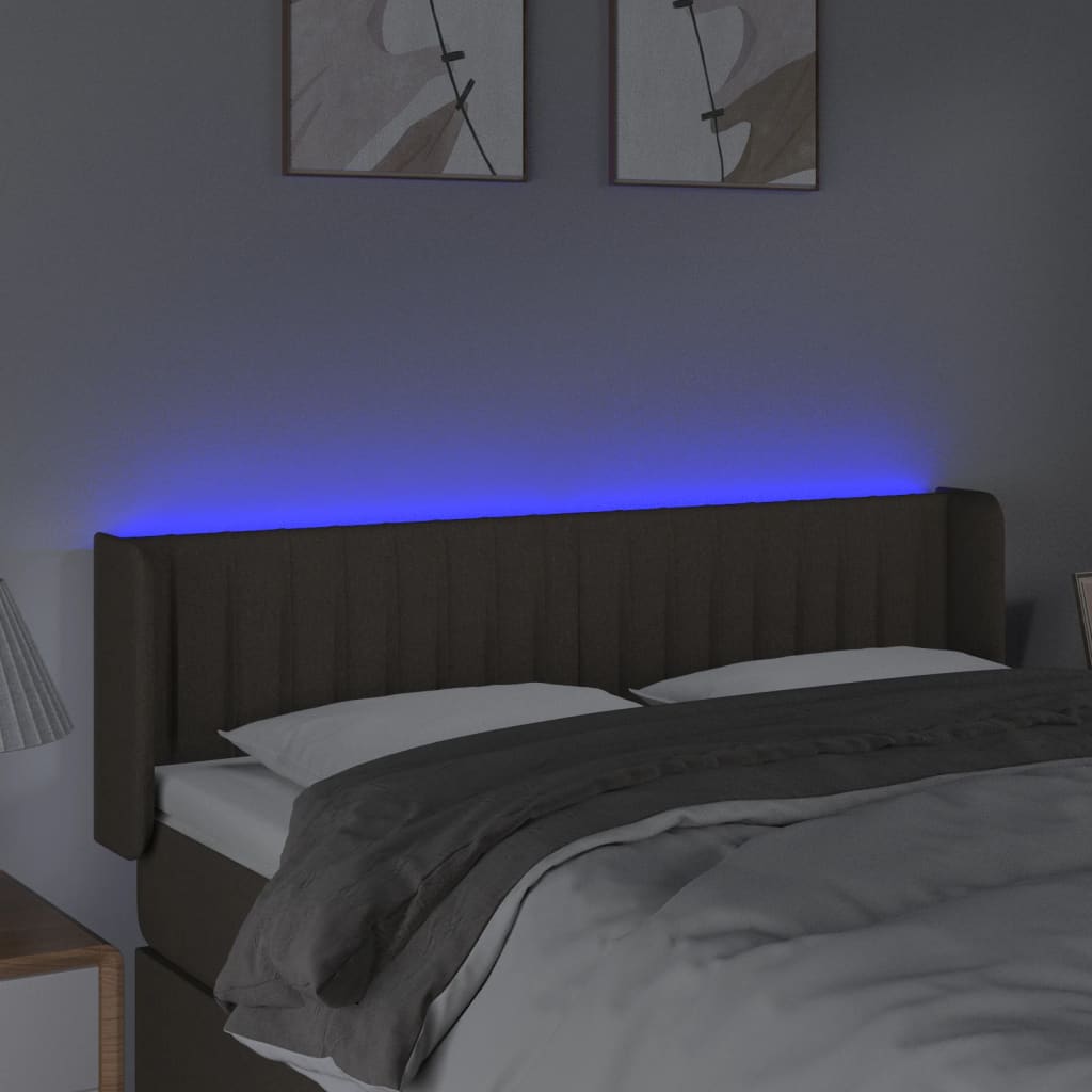 Κεφαλάρι Κρεβατιού LED Taupe 147x16x78/88 εκ. Υφασμάτινο