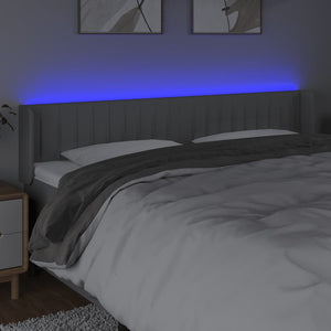 Κεφαλάρι Κρεβατιού LED Ανοιχτό Γκρι 183x16x78/88 εκ. Υφασμάτινο