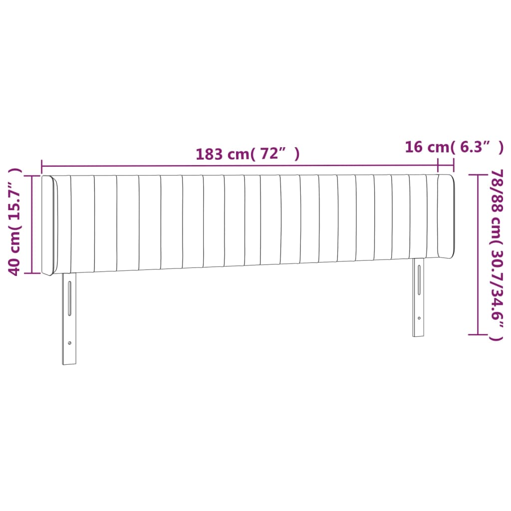 Κεφαλάρι Κρεβατιού LED Μπλε 183x16x78/88 εκ. Υφασμάτινο